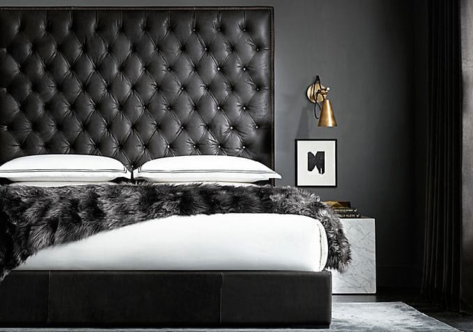 Leather headboard with tufted detailing