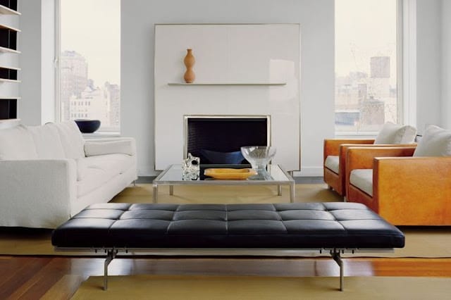 Leather bench in an interior