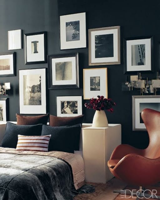 Leather accent chair in a bedroom interior