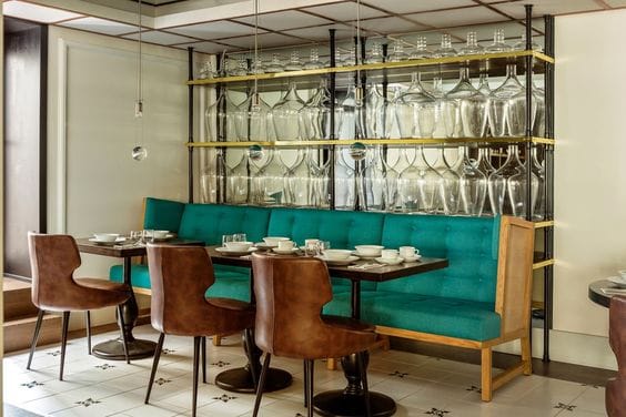 Leather on chairs in a restaurant seating area