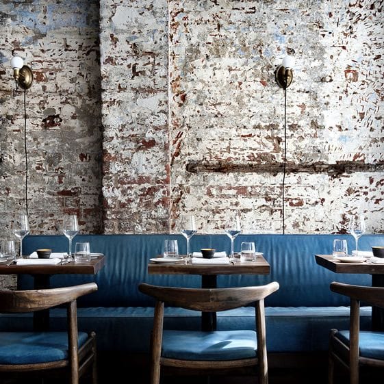 Restaurant interior with leather seating